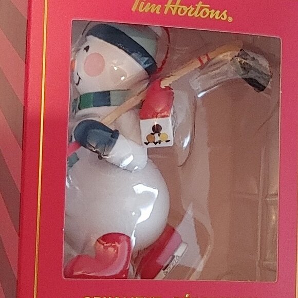 ADORABLE 2023 Tim Hortons Snowman Ornament BNIP Hockey Stick Timbits Box… - Picture 2 of 8